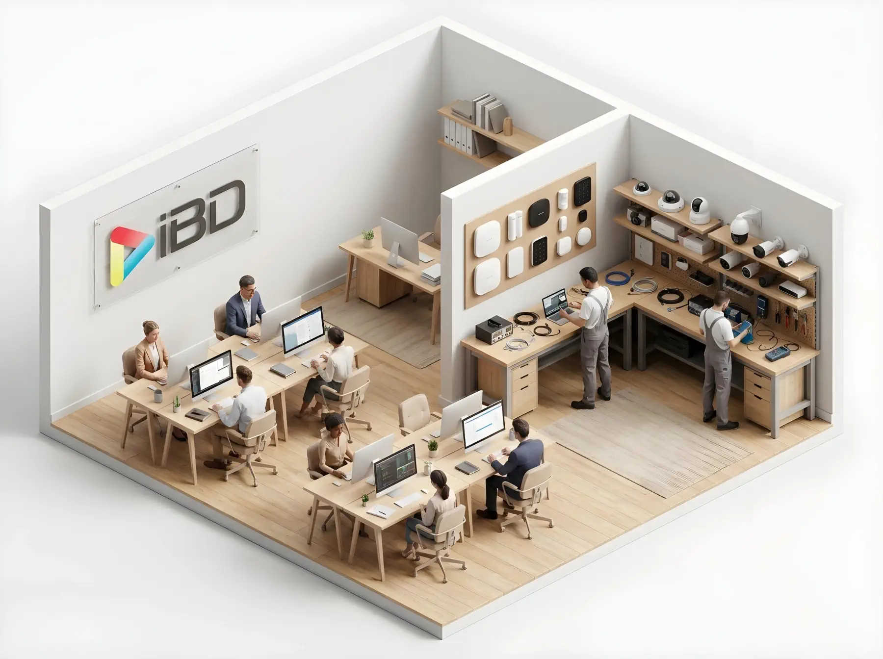 Vista isométrica 3D oficina IBD