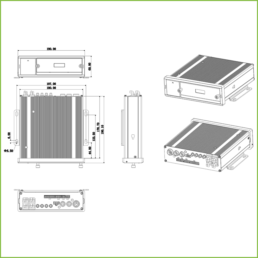 DVR Embarcado 8ch 1080P H264 1VGA 2TV (1 conector AVIACION) 2HDD 1SD GPS 3G 4G DC6-36V