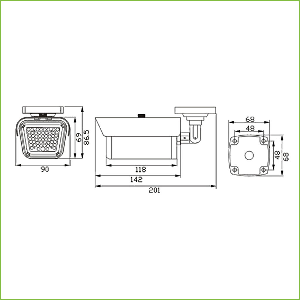 Foco Infrarrojo 55m 60º 55Leds 850nm IP66