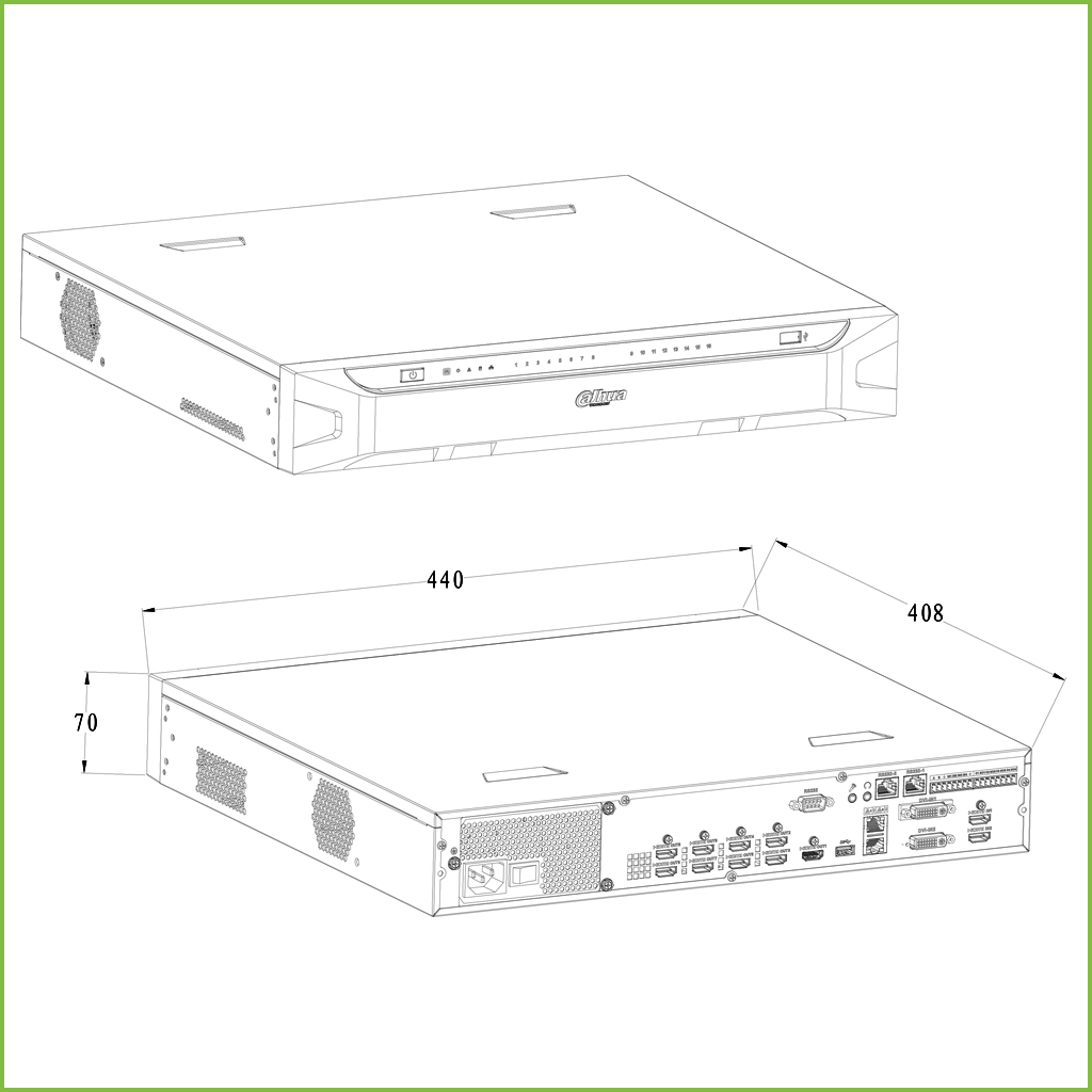 Decoder IP para 9 Monitores  9x HDMI  36ch@1080P 9ch@4K H.265 2HDMI 2DVI E/S