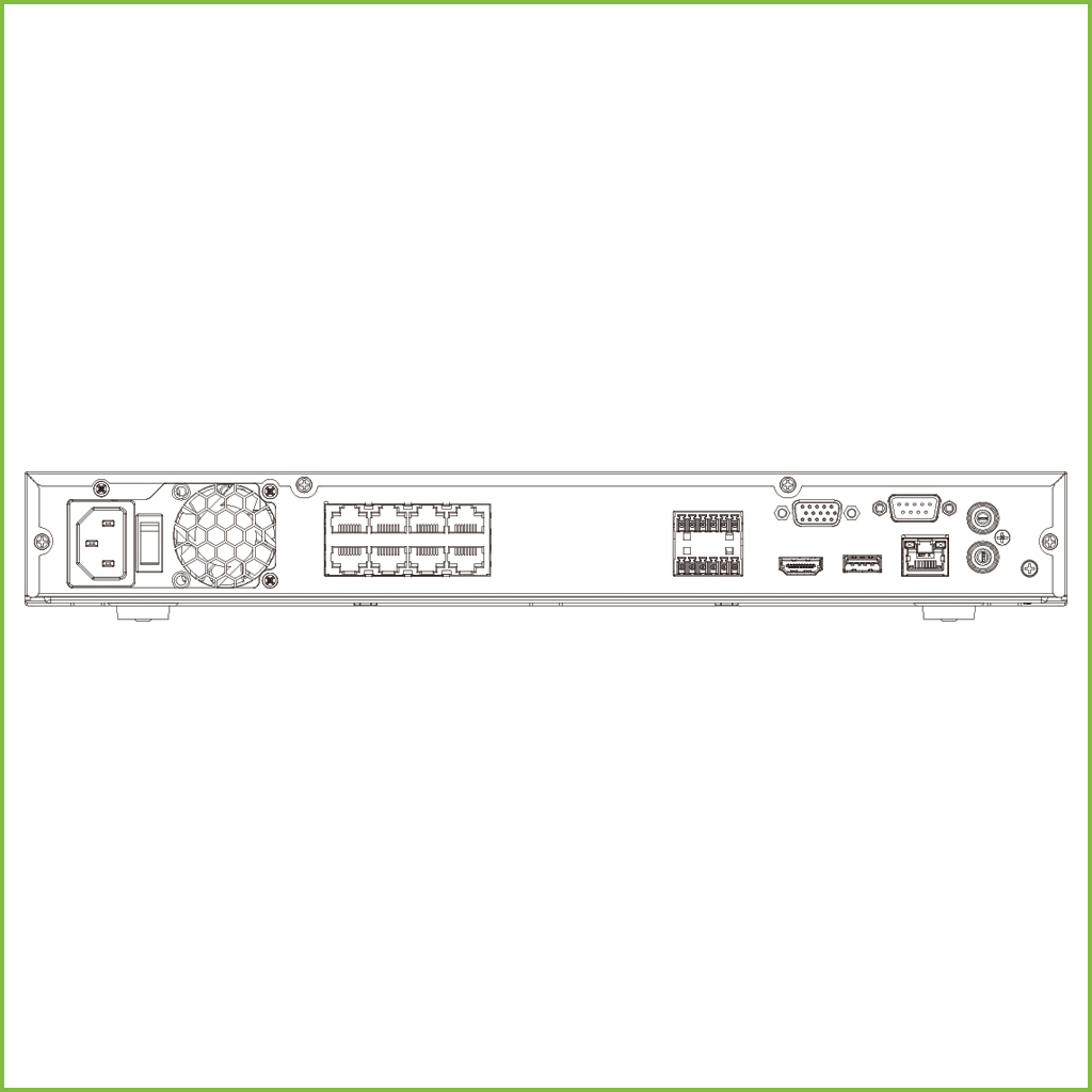 NVR 8ch 320Mbps 4K H265 HDMI 8PoE/ePoE/EoC 2HDD E/S