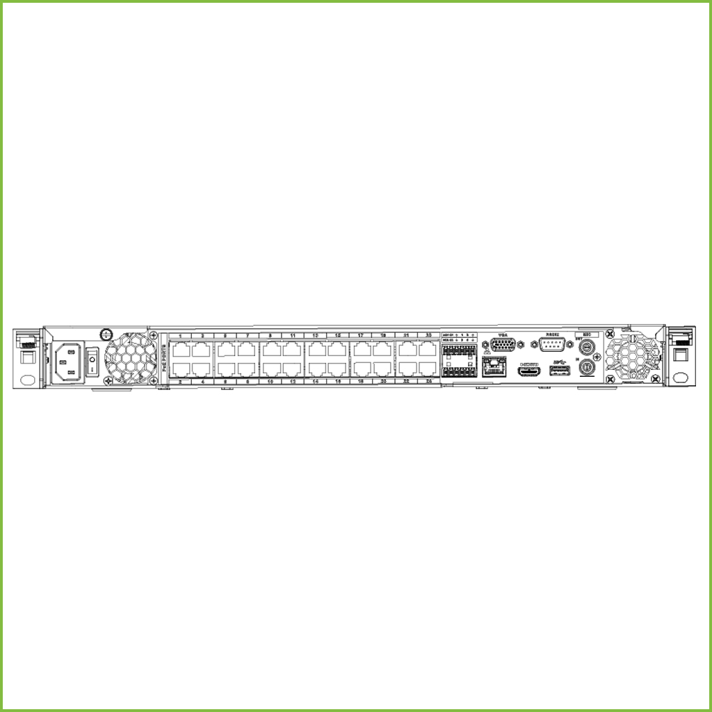 NVR 24ch 320Mbps 4K H265 HDMI 24PoE 2HDD E/S