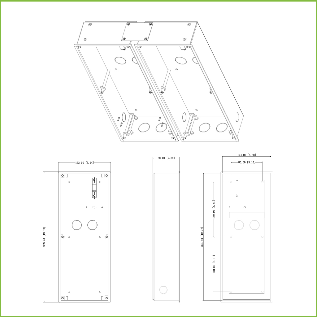 Caja de montaje para 3 módulos de Videoportero Dahua insertar / superficie para VTO4202F-X series