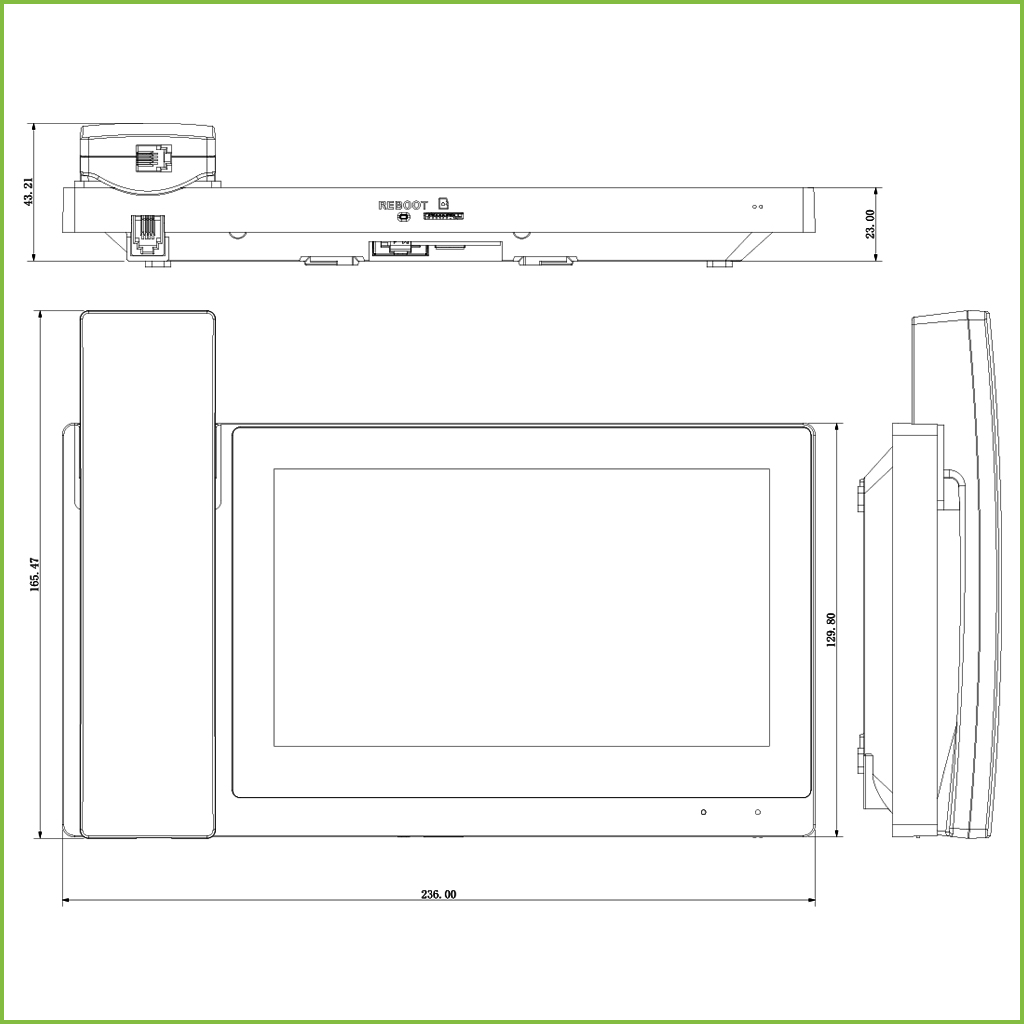 Monitor Interior 7" de Superficie para Videoportero IP Pantalla Táctil PoE SD 6E 1S Alarma Negro