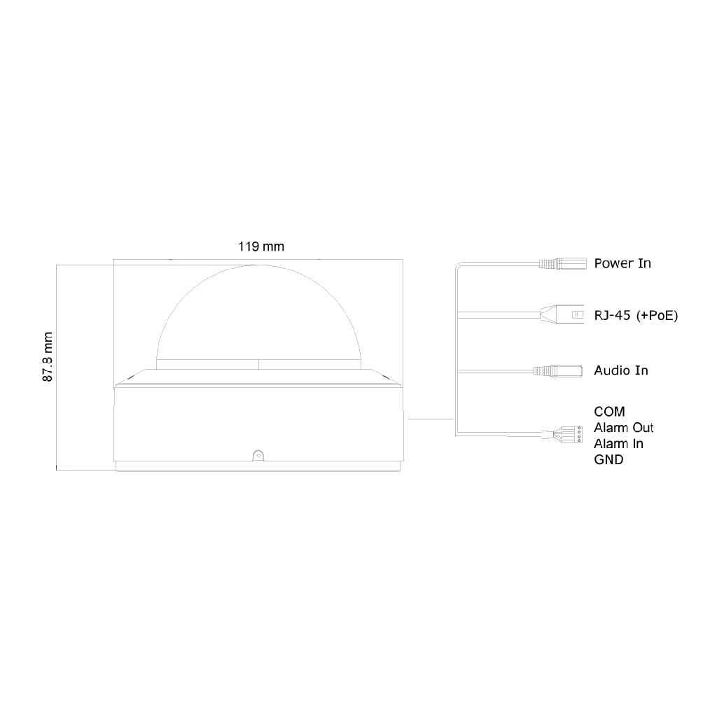 Cámara IP 4MP Domo de lente fija 2.8mm IR20M IK10 DDA Reconocimiento Facial