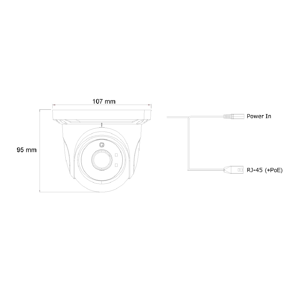 Cámara- H.265 S-Sight Series, Domo, IR 15M (2 LED Array), 2.8mm Lente 5MP con PoE