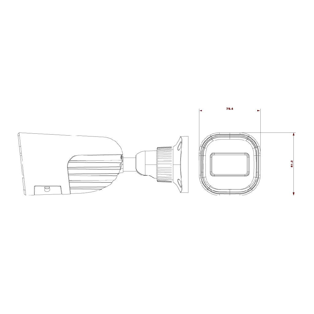 Cámara AHD 4EN1 1080P Bullet de lente varifocal 2.8-12mm IR40M