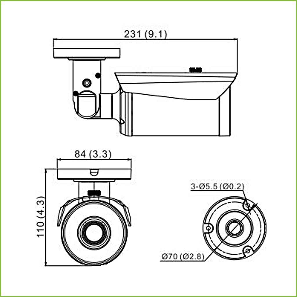 Tubular HDCVI 2M 1080P DN ICR 0.00001Lux 5.5mm IP66