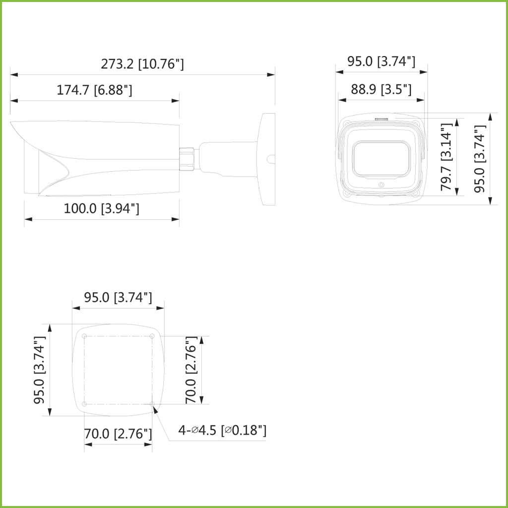 Tubular IP H265 AI 5M DN SMART WDR Starlight 3DNR IR50m 2.7-13.5VFM IP67 IK10 ePoE AUDIO E/S