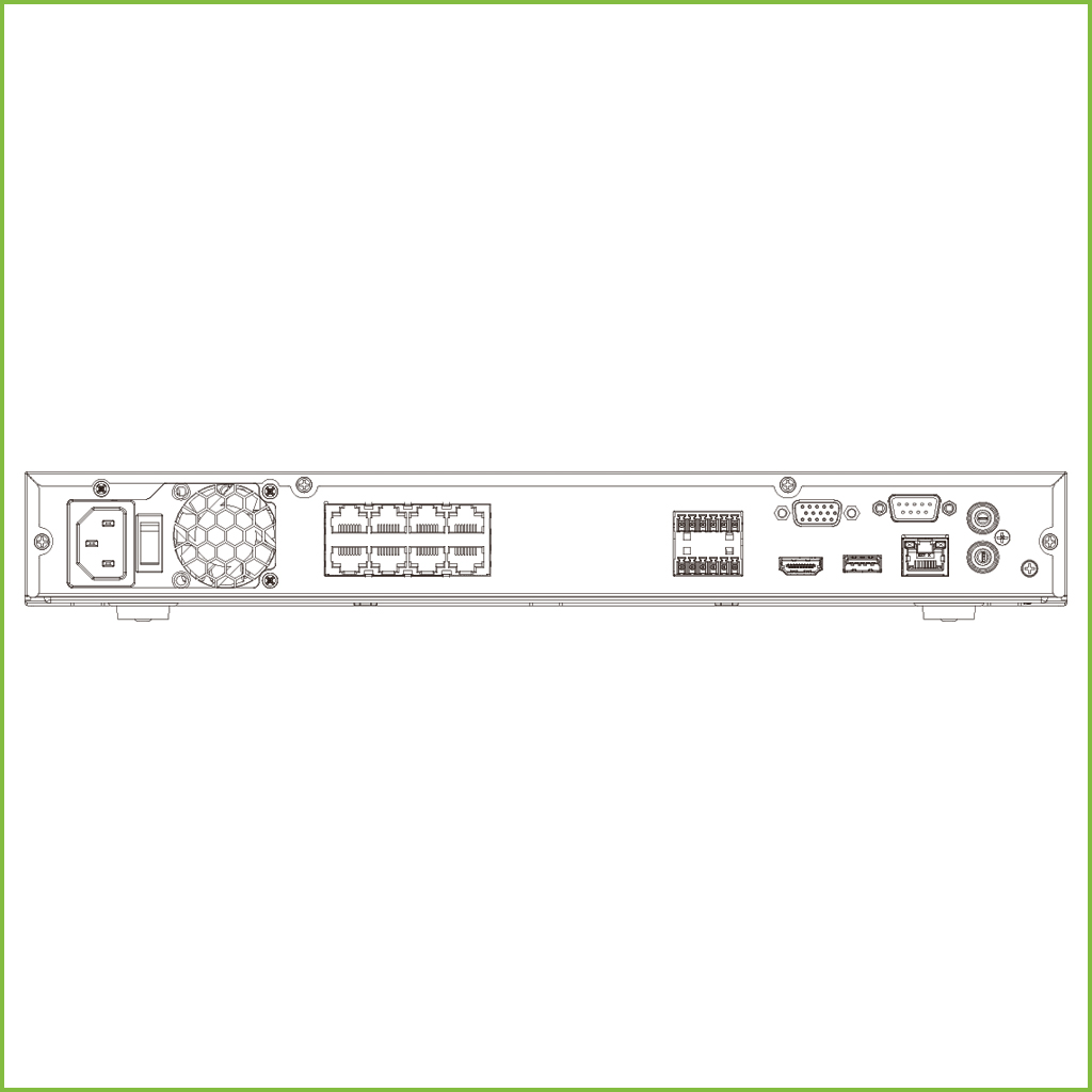 NVR 16ch 320Mbps 4K H265 HDMI 8PoE (8ePoE/EoC) 2HDD E/S