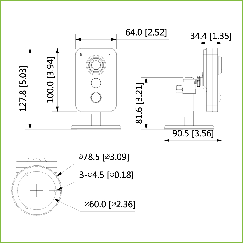 Cubo IP H265 2MP DN IR10m 2.8mm PIR Audio SD E/S MIC