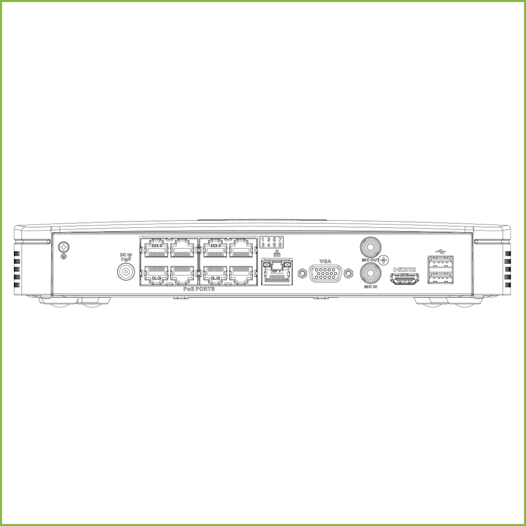 NVR 8ch 80Mbps 4K H265 HDMI 8PoE 1HDD