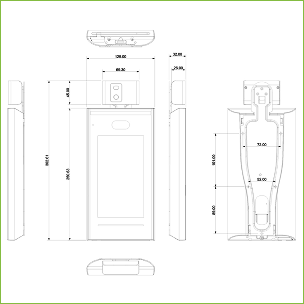 Lector Autónomo LCD táctil de Reconocimiento Facial+PIN+Tarjeta y Temperatura corporal