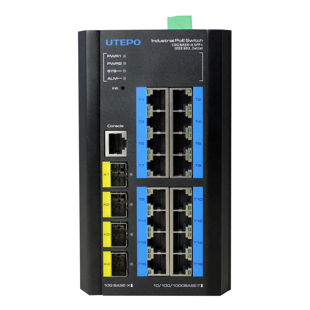 Switch Industrial Fast-Ring PoE 16 puertos Gigabit + 4 Uplink 10G SFP 360W 802.3af/at 6KV - Layer 3