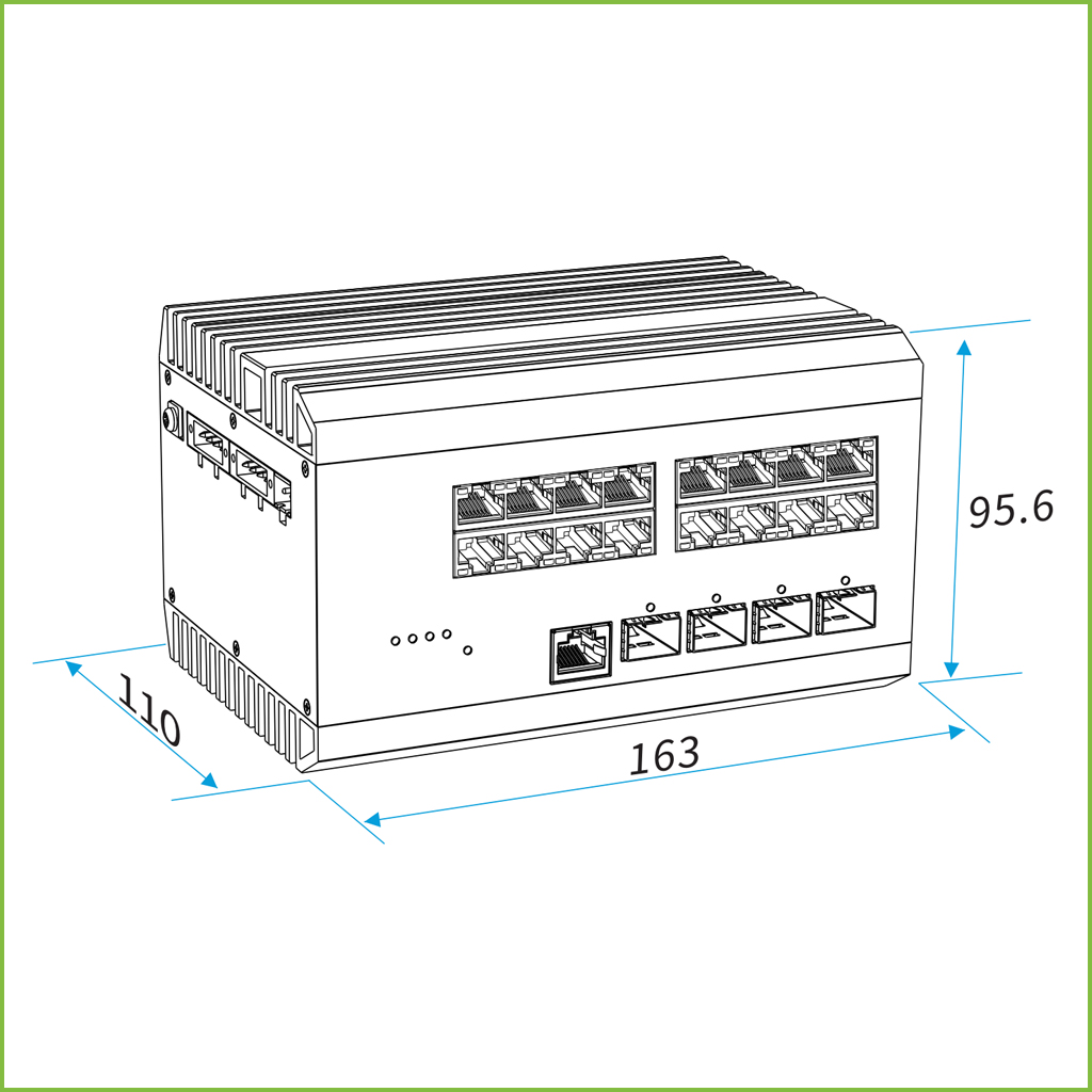 Switch Industrial Fast-Ring PoE 16 puertos Gigabit + 4 Uplink 10G SFP 360W 802.3af/at 6KV - Layer 3