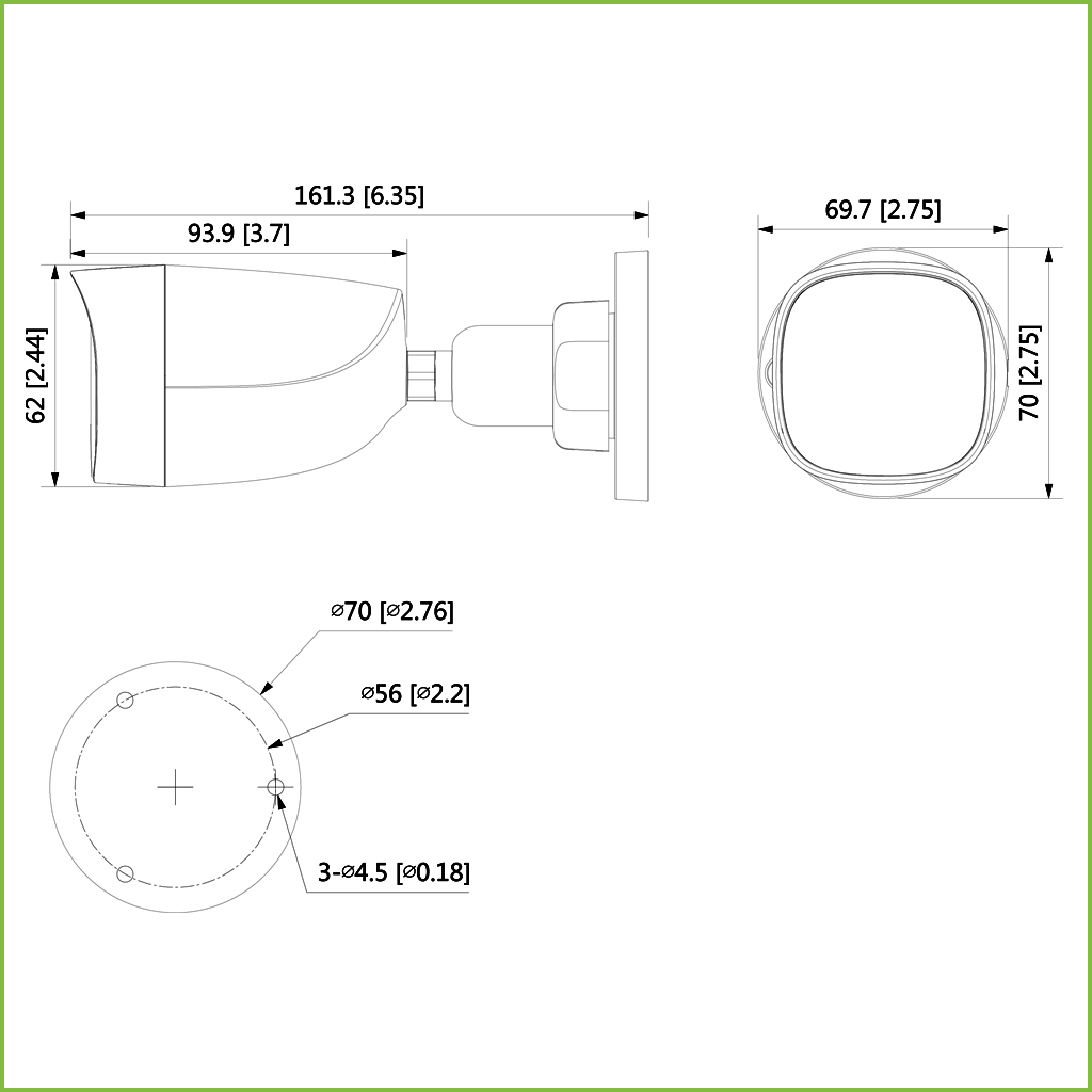 Tubular HDCVI 4EN1 2M 1080P DN ICR IR30m 3.6mm IP67