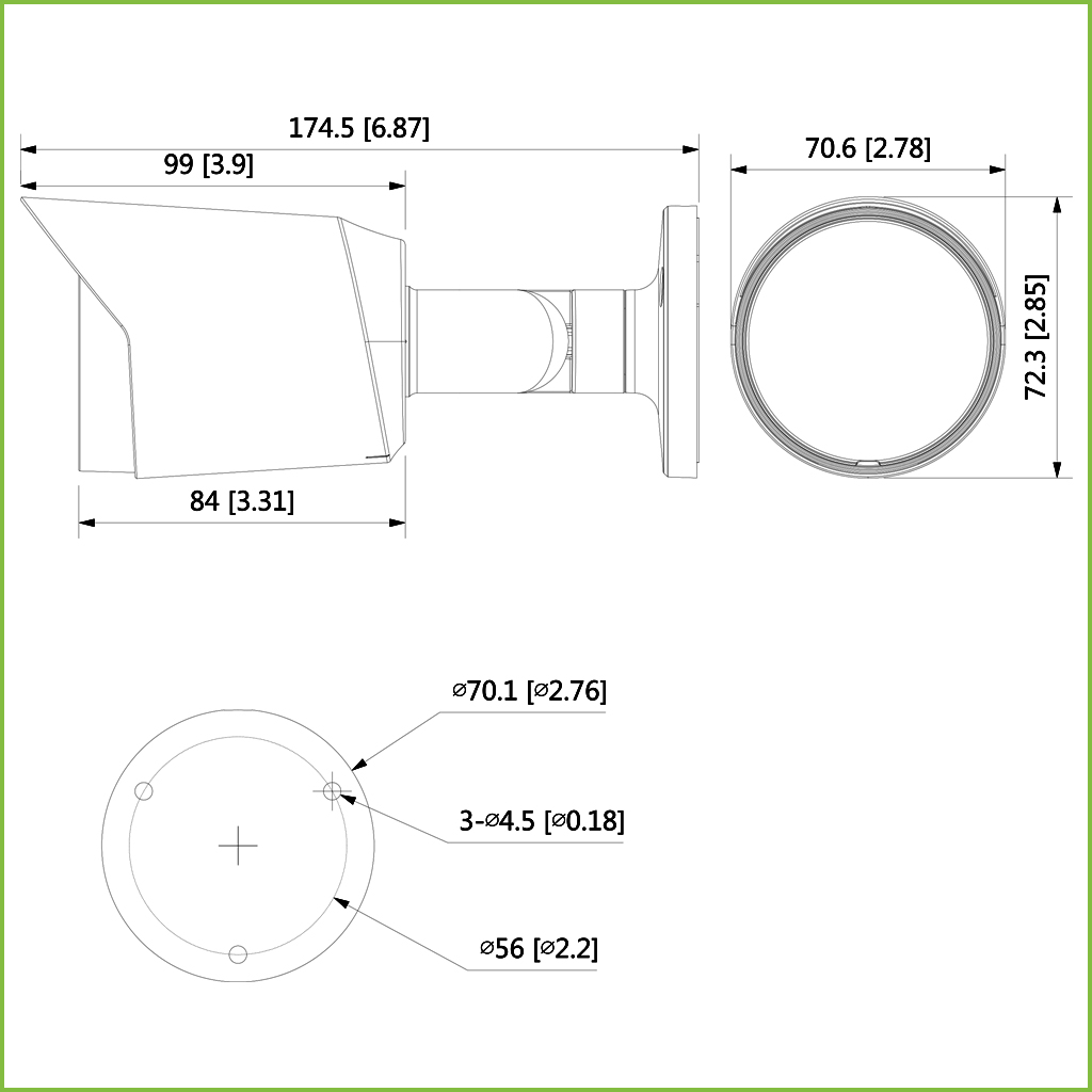 Tubular HDCVI 4EN1 2M 1080P FULL COLOR WDR Starlight LED20m 3.6mm IP67