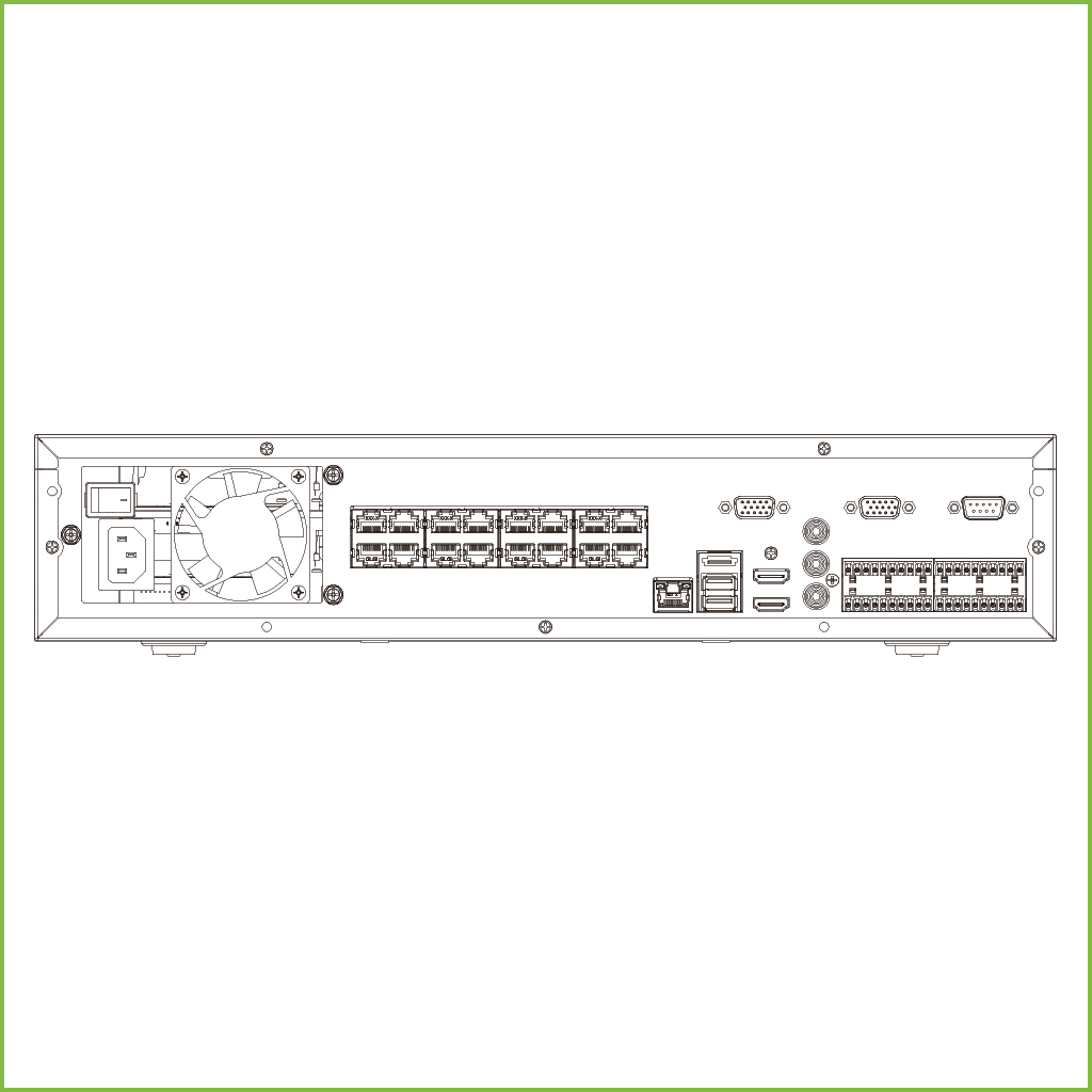 NVR 64ch 320Mbps 4K H265 2xHDMI 16PoE(8ePoE/EoC) 8HDD E/S