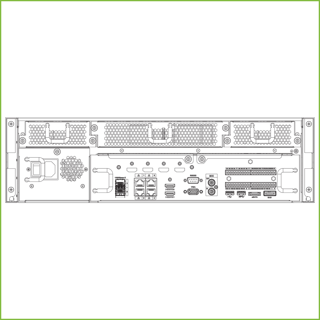 NVR 128ch 384Mbps 4K H265 2xHDMI 16HDD RAID5 E/S
