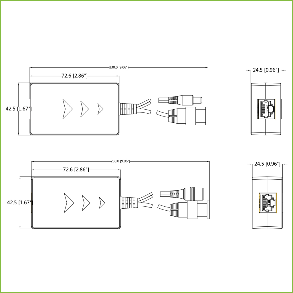 Kit Conversor UTP 4MP Vídeo+Alimentación para HDCVI/TVI/AHD RJ45 DC24-36V (2 uds)