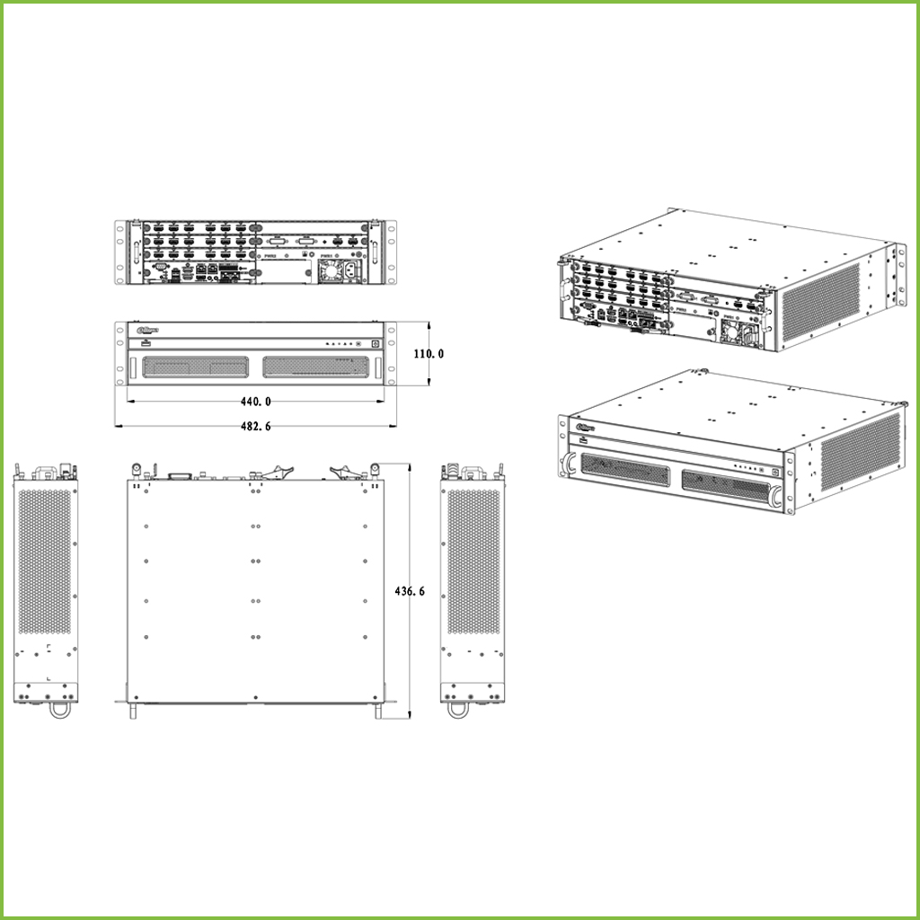 Decoder IP para 12 Monitores 12x HDMI 48ch@1080P  12ch@4K H.265 2HDMI 2DVI E/S