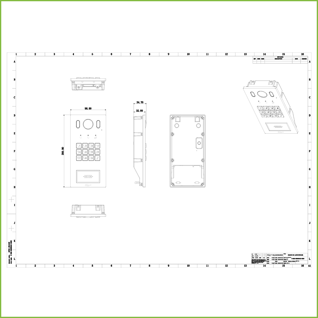 Estación Exterior de Videoportero IP con Cámara 2MP Mifare pantalla 2.3'' OLED IK08 IP55