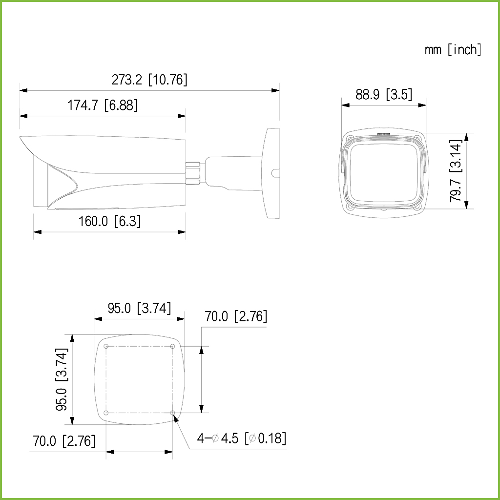 Tubular IP H265 8M 4K WDR Starlight+ IR60m 2.7-12VFM IK10 IP67 ePoE SD AUDIO MIC E/S AI