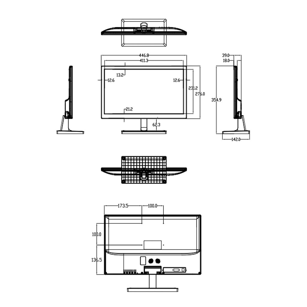 Monitor 18.5&quot; Dahua para Seguridad 24/7 LCD VGA 16:9 1366×768