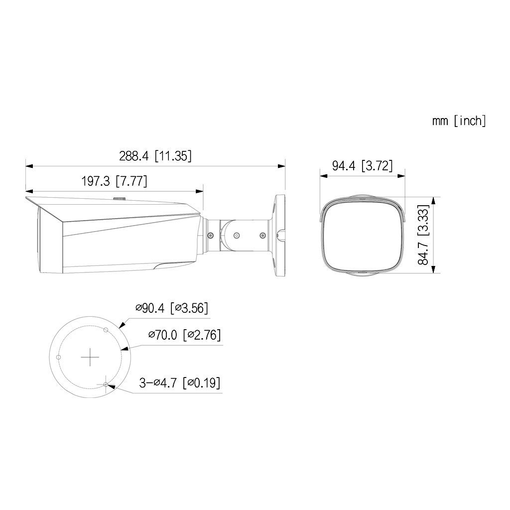 Tubular IP H265 8M FULL COLOR WDR140dB Starlight LED50m 3.6mm IP67 ePoE SD MIC AUDIO E/S AI