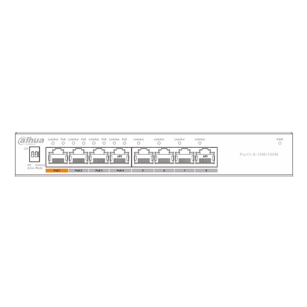Switch PoE 2.0 8 puertos 10/100 60W 802.3at