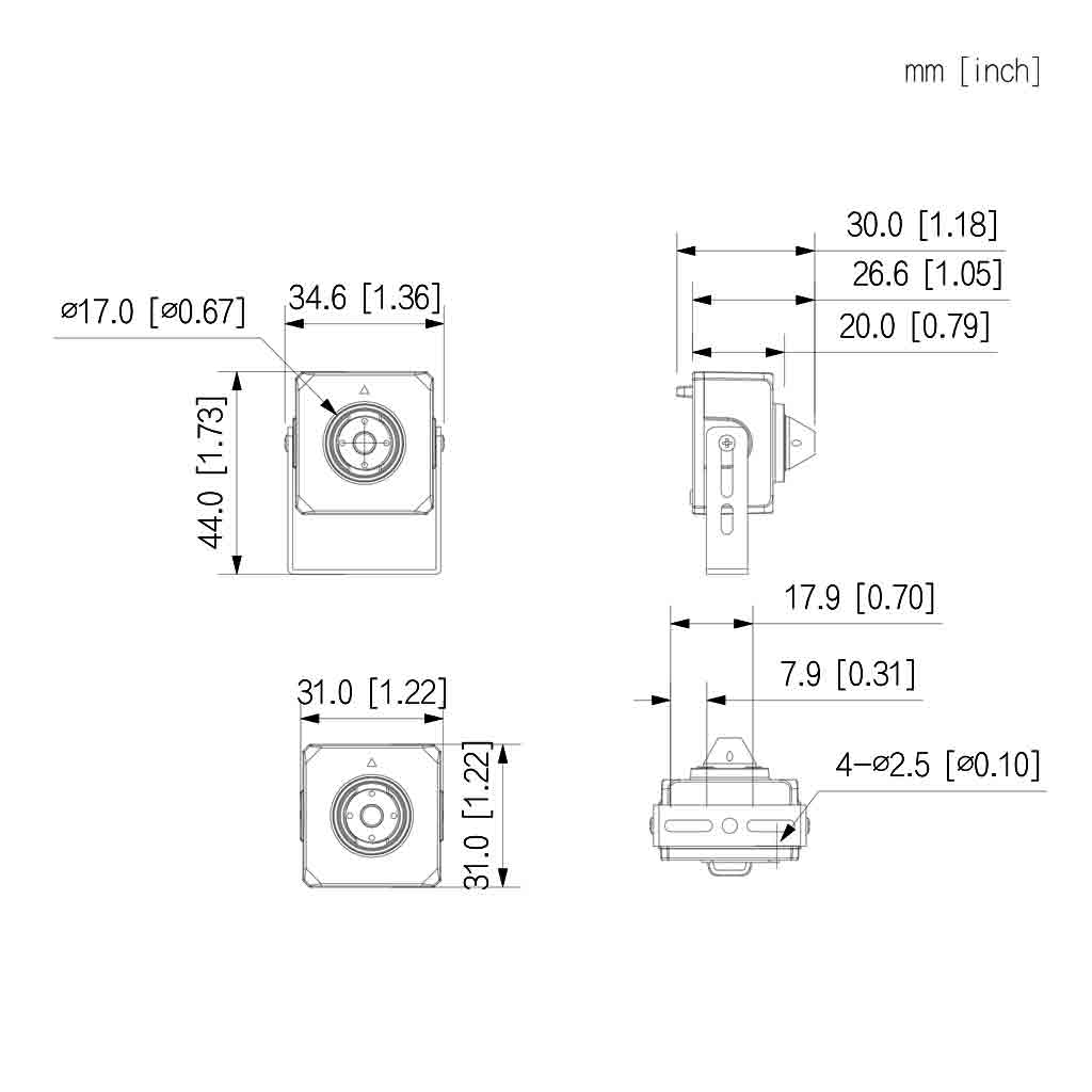 Minicámara IP H265 Pinhole 4M DN WDR Starlight 2.8mm IVS AUDIO MIC