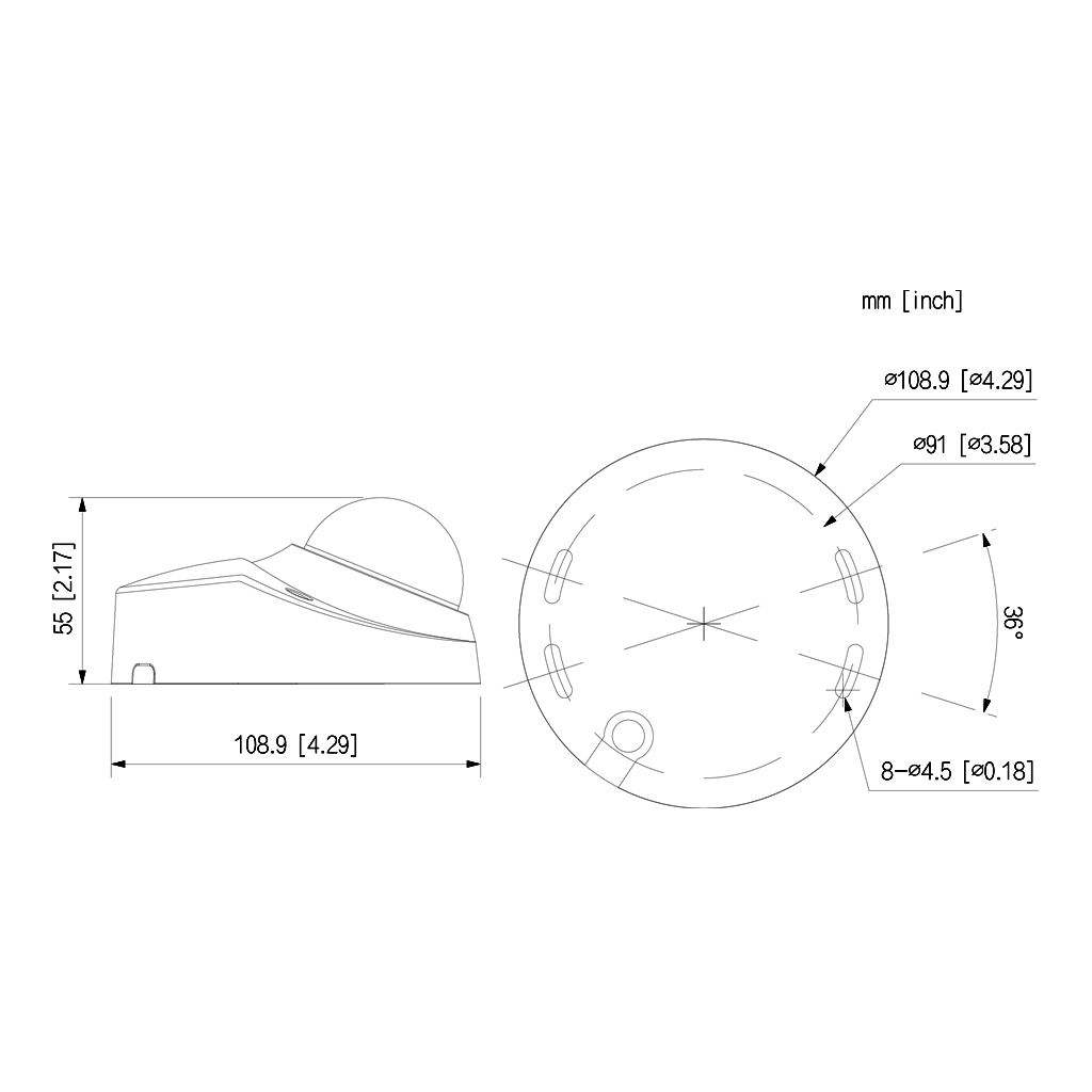 Domo IP H265 2M DN SMART WDR Starlight IVS IR30m 2.8mm IK10 IP67 PoE SD MIC AUDIO E/S Color Negro