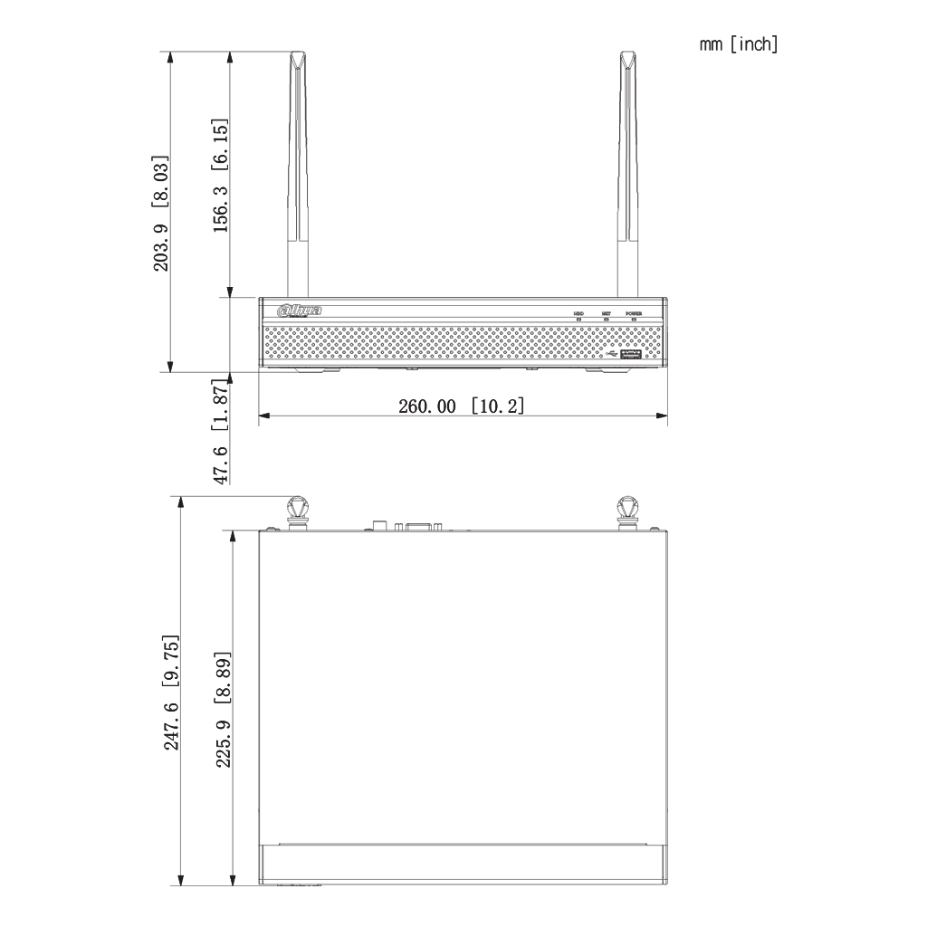 NVR 4ch 40Mbps H265 HDMI 1HDD WiFi Antena Dual