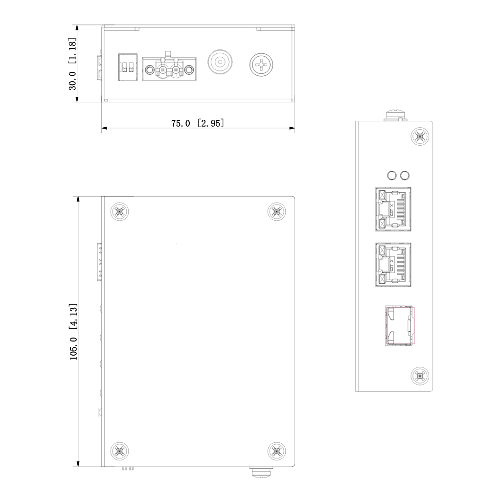 Switch PoE 2.0 2 puertos (1p 10/100 + 1p Gigabit) +1SFP Uplink Gigabit 60W Layer2