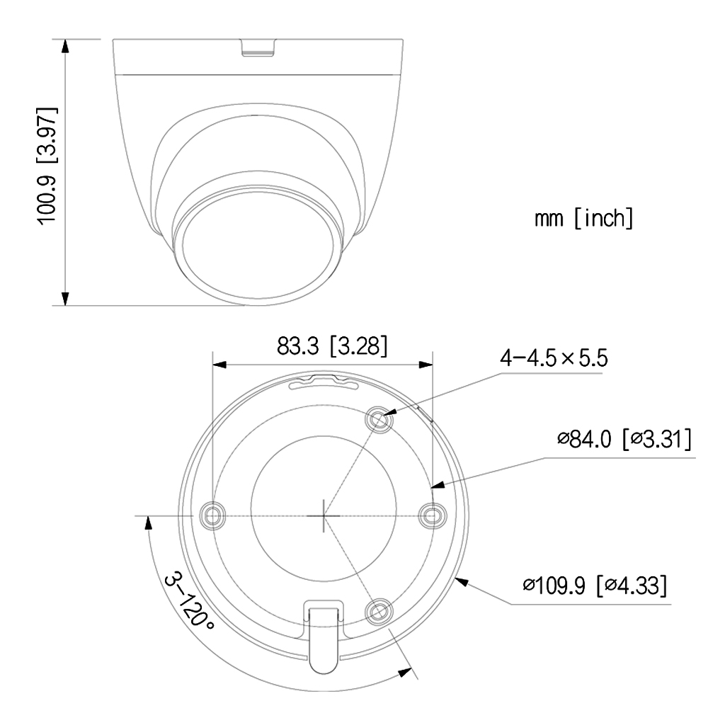 Domo IP 4M H265 FULL COLOR WDR IVS SMD Iluminación Dual LED30m/IR30m 2.8mm IP67 PoE MIC AI