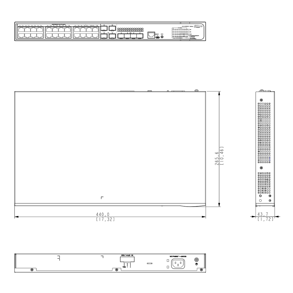 Switch PoE 24 puertos Gigabit + 4 Combo Gigabit SFP/SFP+ 10Gbps 370W Manejable Layer3