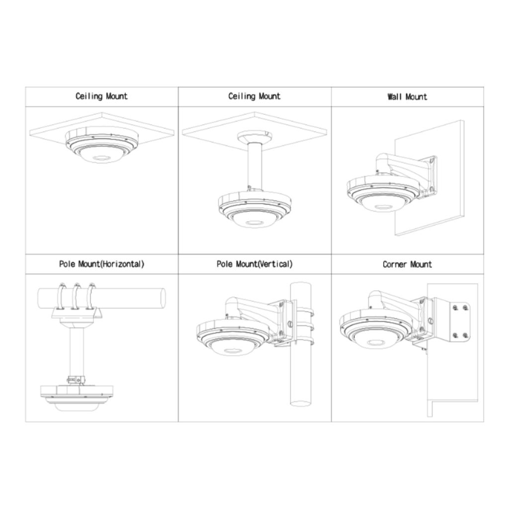 FishEye IP 20M (4x5M) H265 DN SMART IR30m 360º IP67 IK10 PoE+ AUDIO E/S