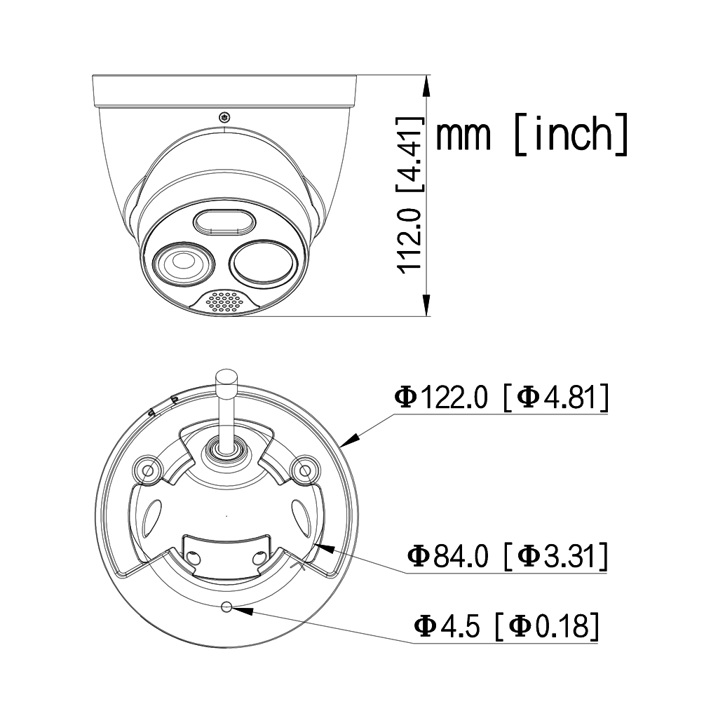 Domo Térmico IP DUAL 256*192 3.5mm + 4M 4mm IP67 12V PoE