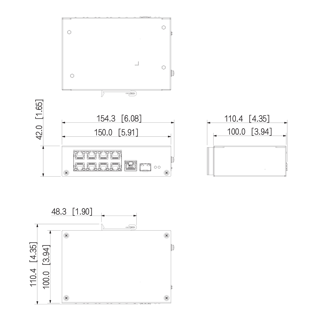 Switch Rango Temp Extendida 8 puertos 10/100 +1 Uplink Gigabit +1SFP Layer 2 Hi-PoE 60W