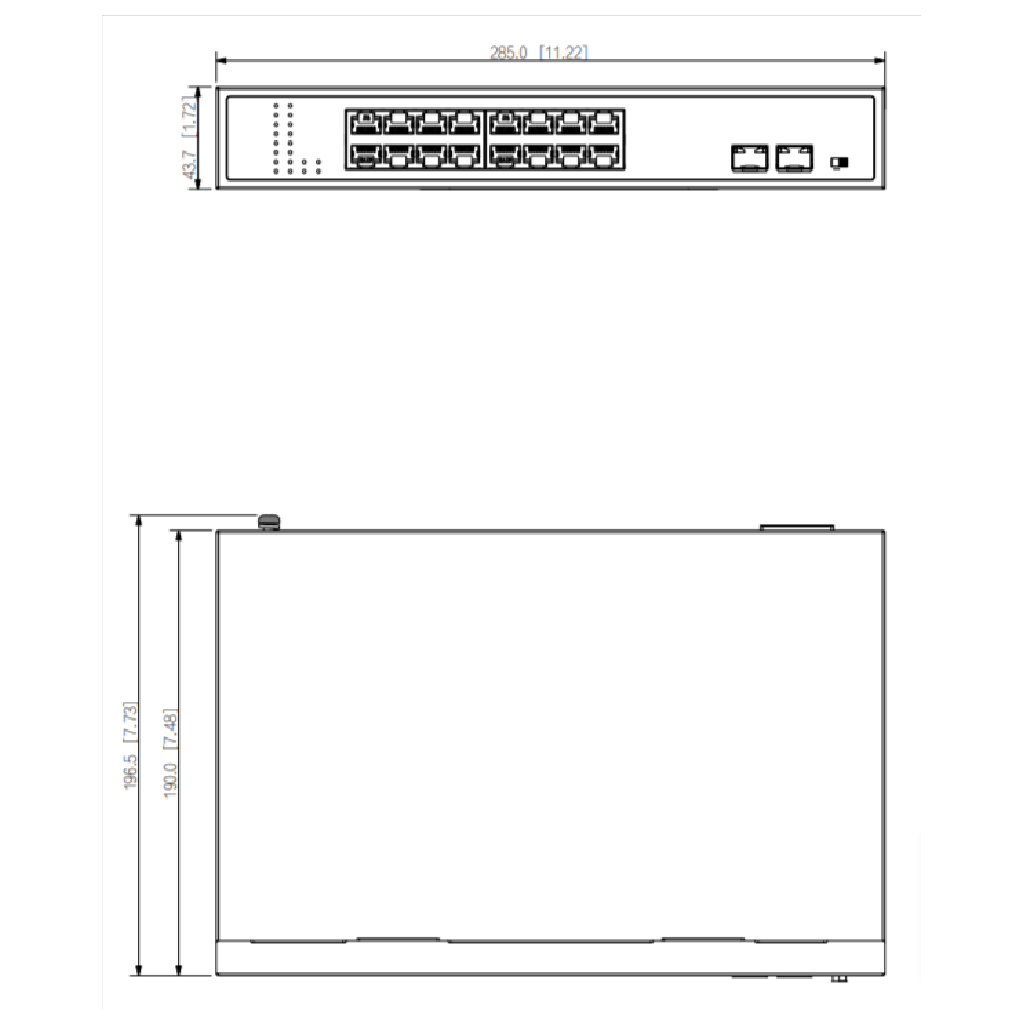 Switch PoE 16 puertos Gigabit + 2 Uplink Gigabit SFP 135W Layer2