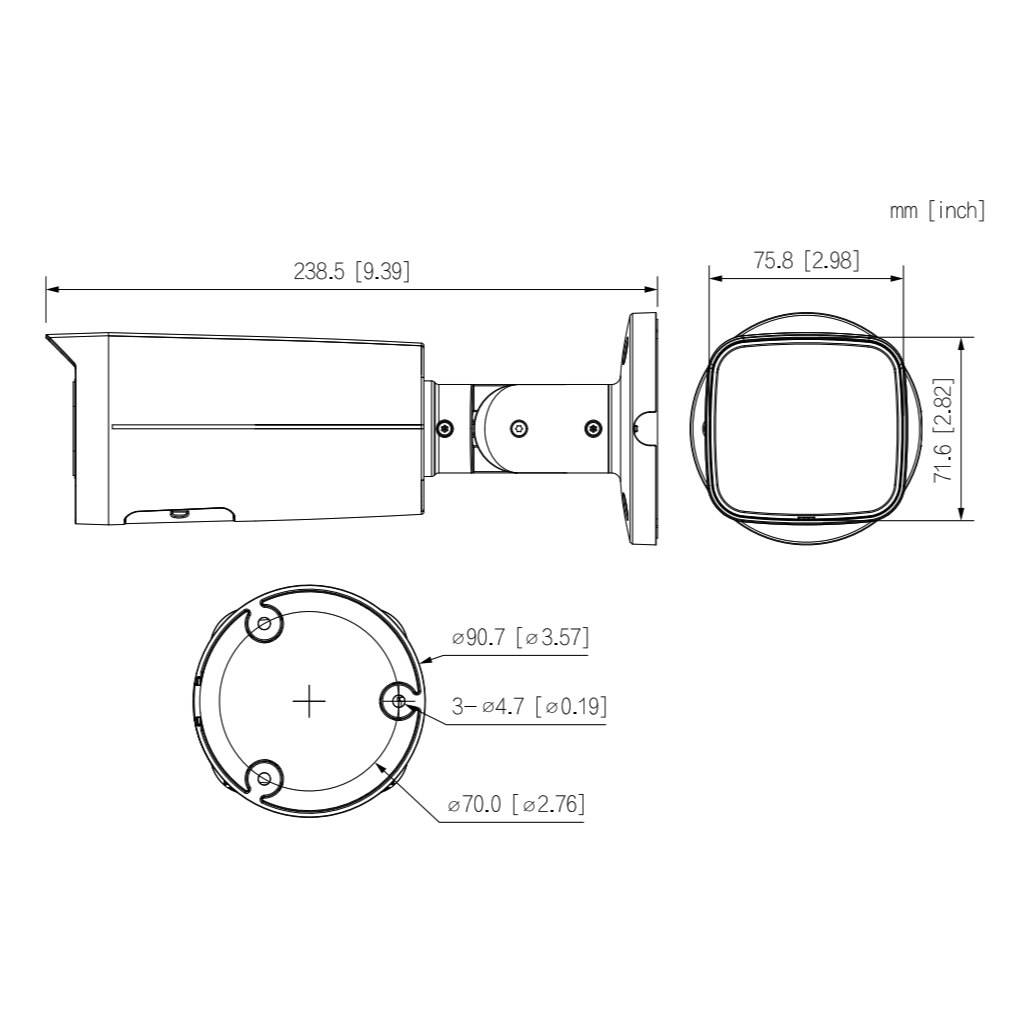 Tubular IP H265 4M DN WDR Starlight IVS SMD IR60m 2.7-13.5VFM IP67 PoE SD AUDIO MIC E/S AI