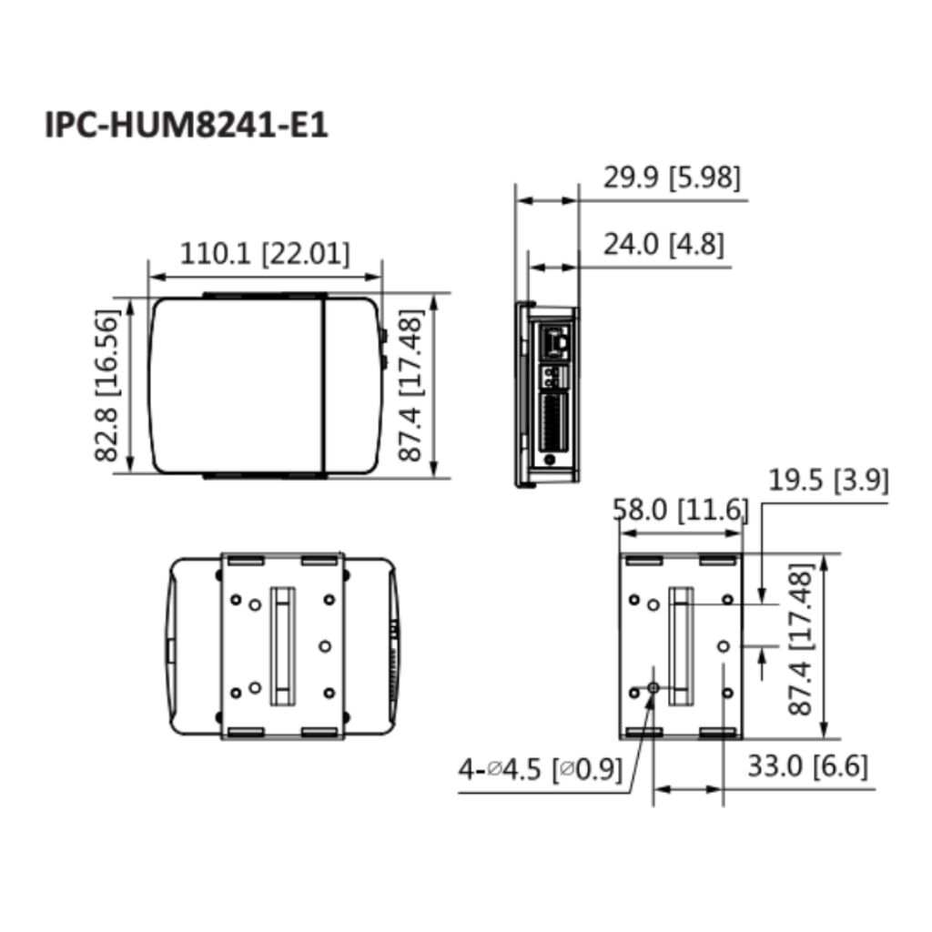 Minicámara IP H265 Pinhole 4M DN WDR 2.8mm IVS AUDIO E/S + Unidad principal AI