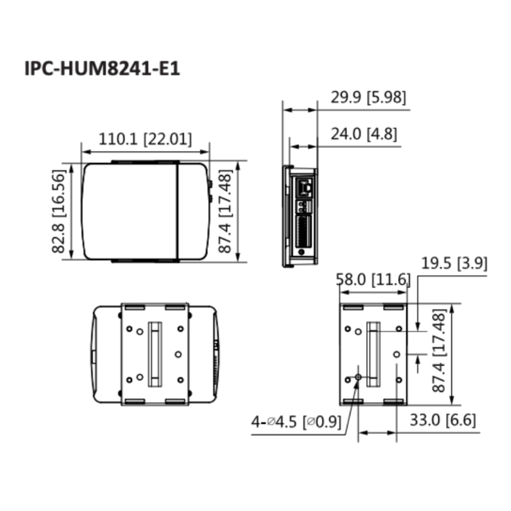 Minicámara IP H265 Pinhole 4M DN WDR 2.8mm IVS AUDIO E/S + Unidad principal AI