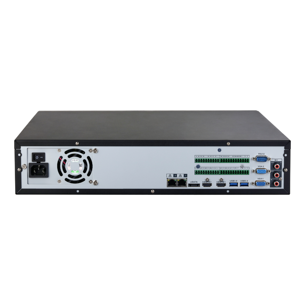 NVR 64ch 384Mbps H265 2xHDMI 8HDD E/S RAID 0/1/5/6/10 AI