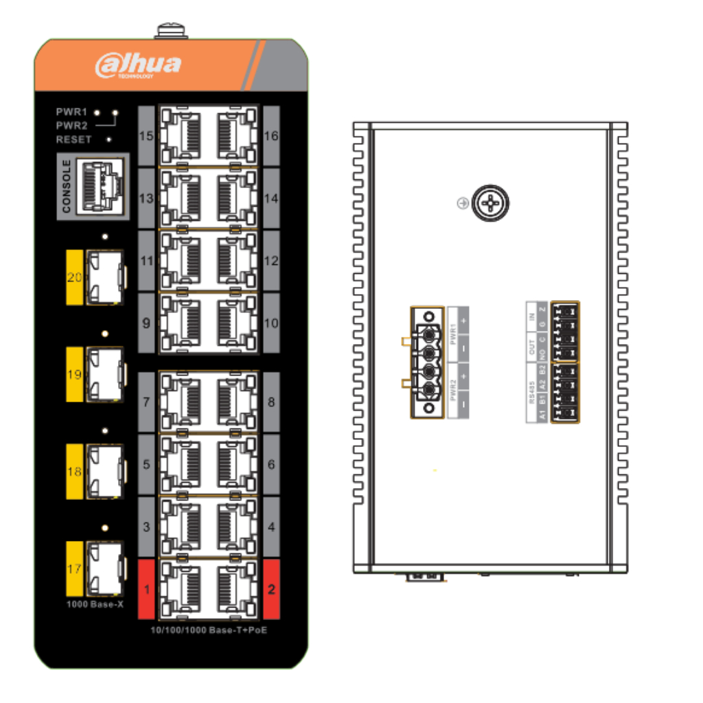 Switch PoE 2.0 Industrial 16 puertos Gigabit + 4SFP Uplink Gigabit 240W Manejable Layer2