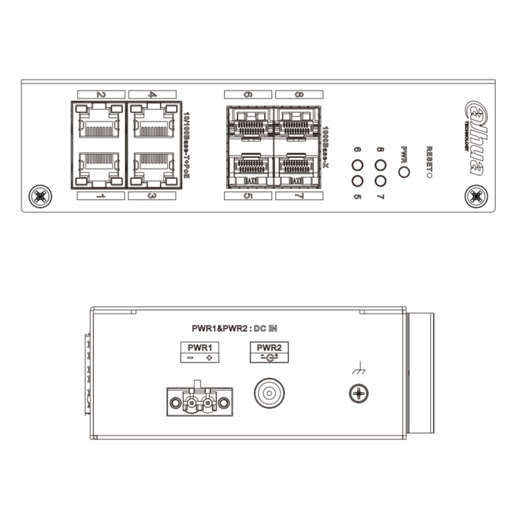 Switch Hardened PoE 4 puertos 10/100 +4SFP Gigabit 96W 802.3af/at Manejable Layer2