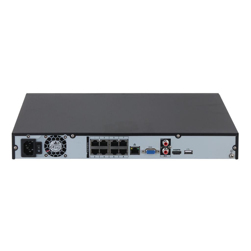 NVR 8ch 160Mbps 4K H265 HDMI 8PoE 2HDD E/S