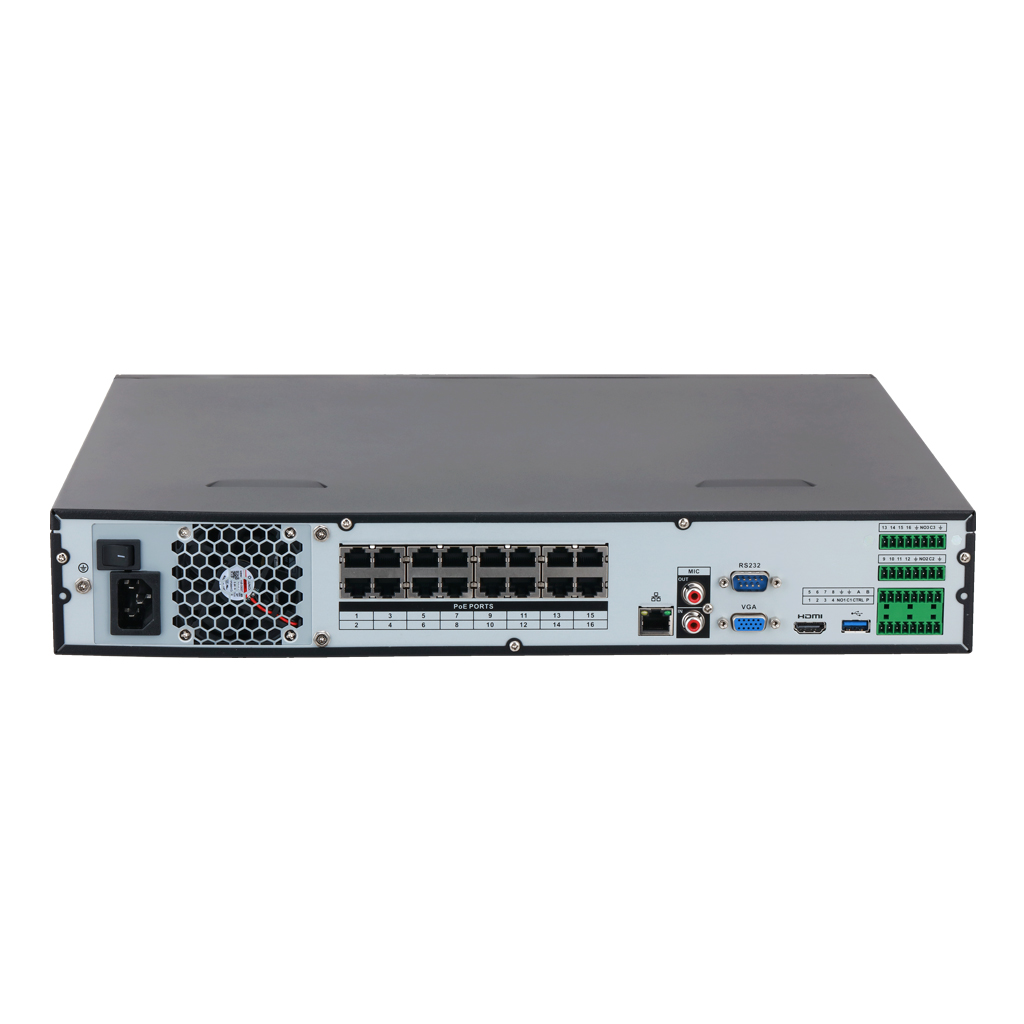 NVR 16ch 256Mbps 4K H265 HDMI 16PoE 4HDD E/S AI