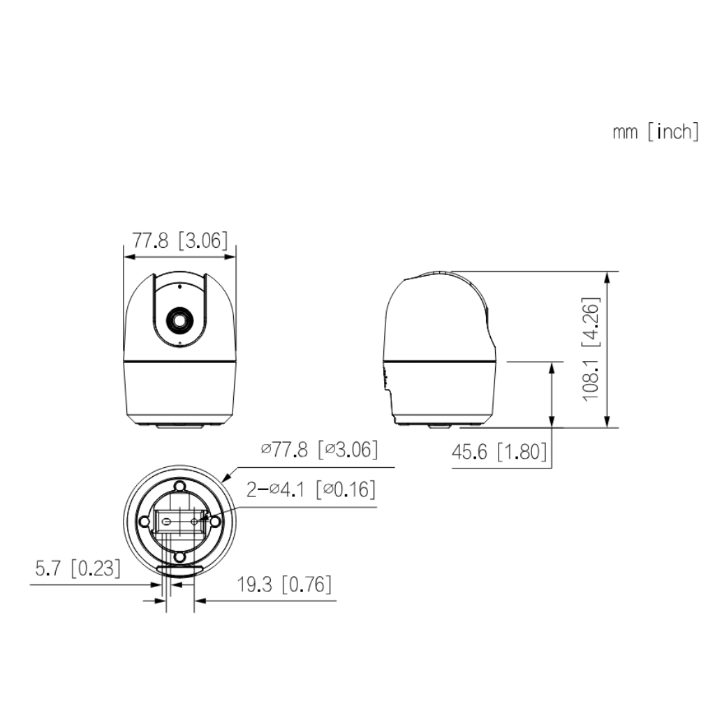 Cubo PT IP H265 2M DN IR10m 3.6mm Wifi Audio SD 5V MIC