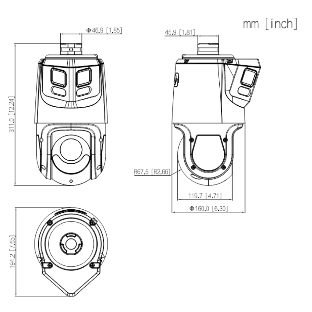 Domo Dual-PTZ IP 8M+4M DN WDR Iluminación Dual LED50m/IR100m 25x IP66 AUDIO E/S AI